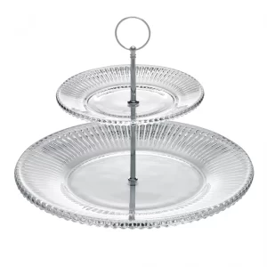 Porta Doces 2 Andares de Cristal Renaissance 18,5cm/31,5cm x 24cm - Lyor