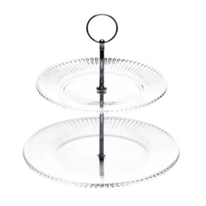 Porta Doces 2 Andares de Cristal Renaissance 18,5/22,5cm x 24cm - Lyor